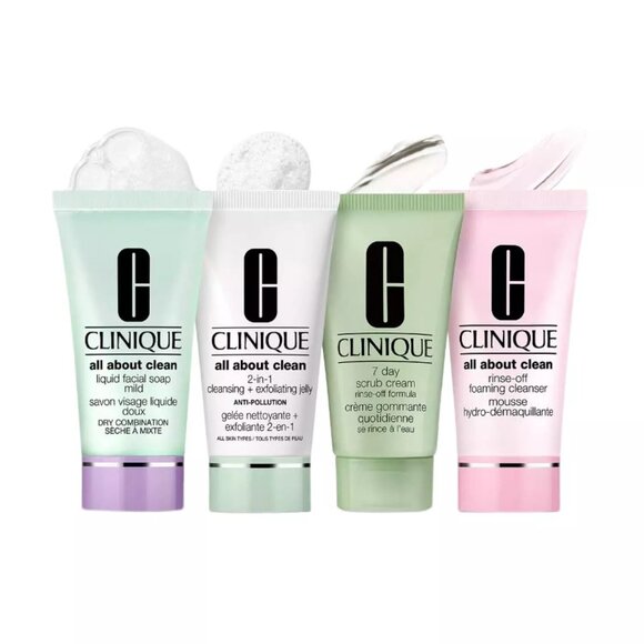 Clinique Cleansing By Clinique  4 Piece Cleansing Set  Travel Size - Picture 1 of 4